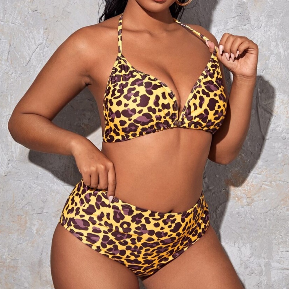 💸FINAL PRICE DROP💕NWT PLUS Leopard Print High Waist Bikini Set💕